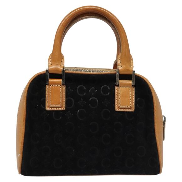 CELINE C Macadam Canvas Hand Bag Suede Leather Black Brown Silver - Picture 3 of 12